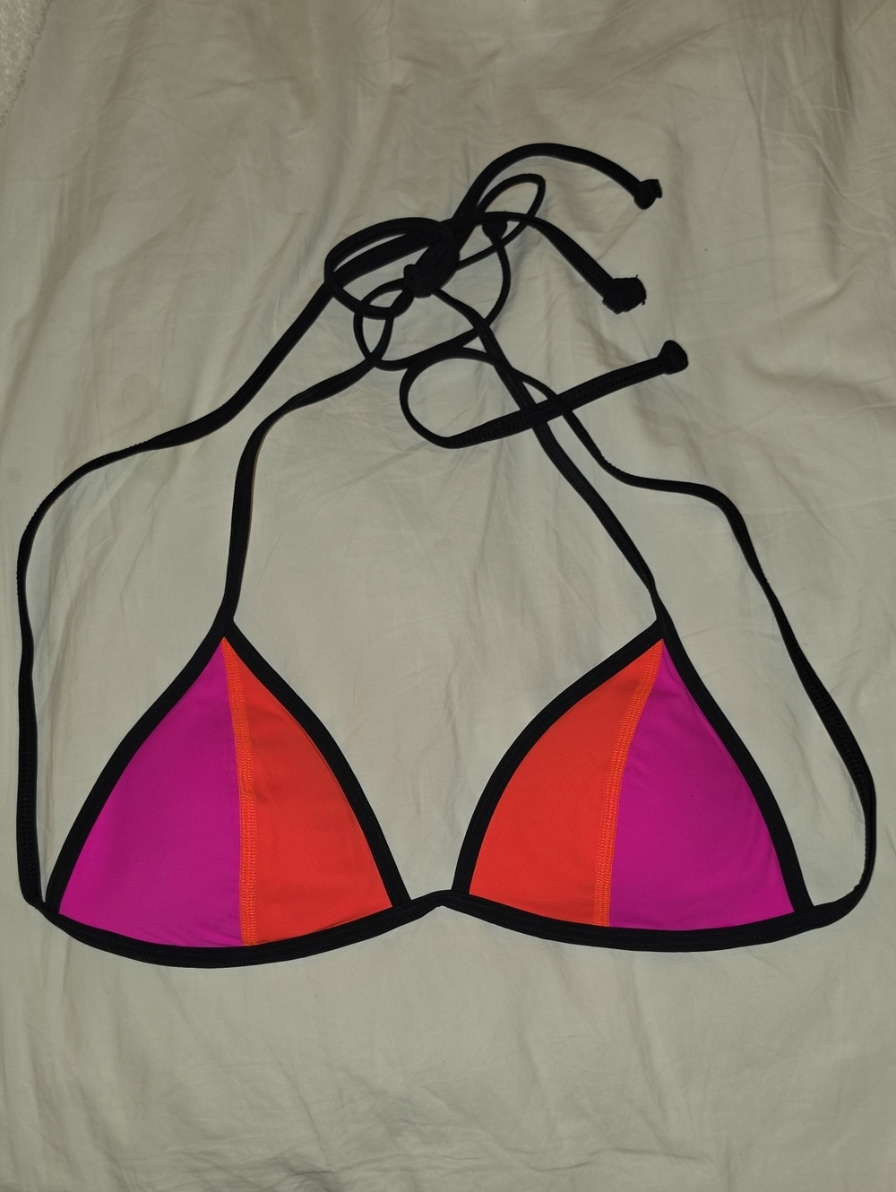 Victoria's Secret Pink & Orange Colorblock Triangle Bikini Top